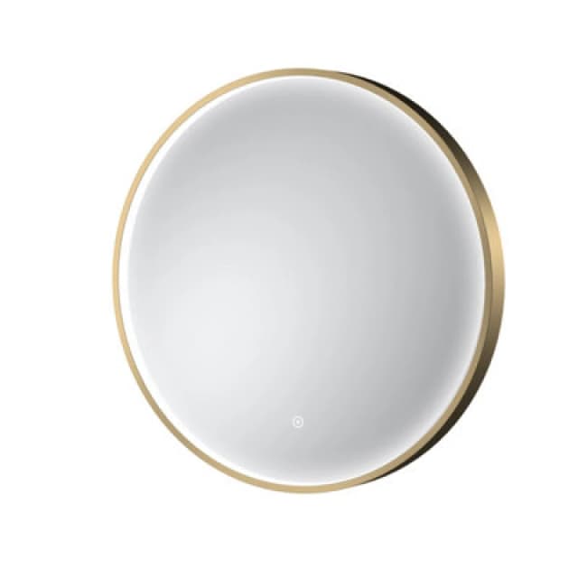 Hudson Reed Columba Wall Hung LED Touch Sensor Mirror, Contemporary Round Bathroom Mirror In Brushed Brass, 600X600mm