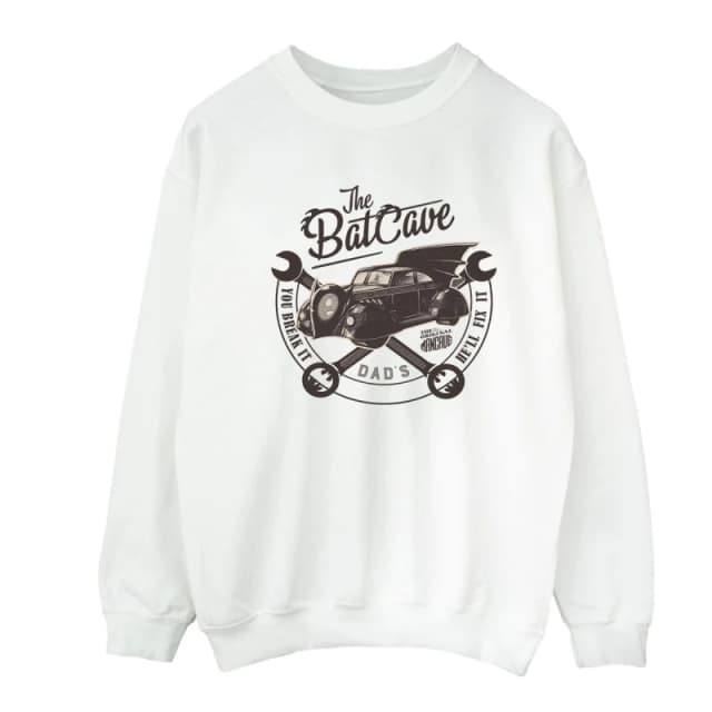 Batman Batman Men The Batcave Car Sweatshirt in White Size: Small White S Male 5063376539838