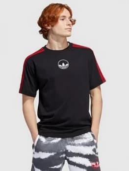 Adidas Originals 3 Stripe Circle T-Shirt - Black/Red