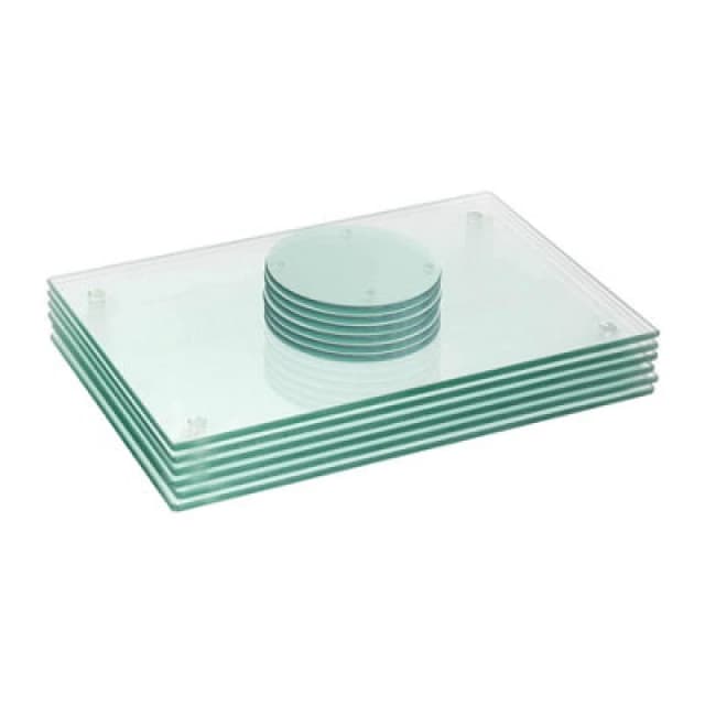 Harbour Housewares 12Pc Glass Placemats & Round Coasters Set - 30 X 20Cm Clear Dining Table Protection Place Mats & Coasters