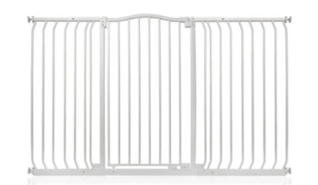 Safetots Extra Tall Curved Top Safety Gate, 152Cm - 161Cm, Matt White, Extra Tall 100Cm In Height, Pressure Fit Stair Gate