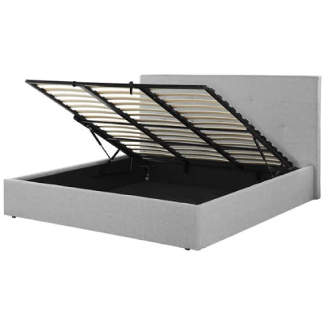 Beliani Ottoman Bed Fabric Lorient 180 X 200 Cm (Eu Super King) Grey