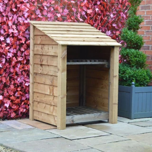 Rutland County Garden Furniture Ltd Burley 4ft Log Store with Kindling Shelf, L80 x W89.5x H128cm, Brown Brown Unisex
