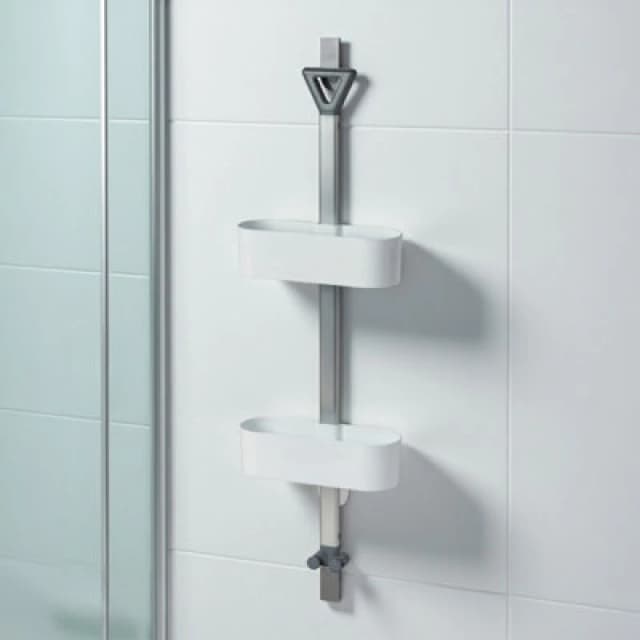 Showerdrape Elements 2 Tier Basket Hanging Shower Caddy White