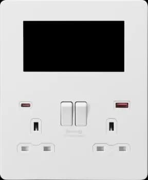 Screwless Small Multimedia Combination Plate with FASTCHARGE - Matt White 230V IP20