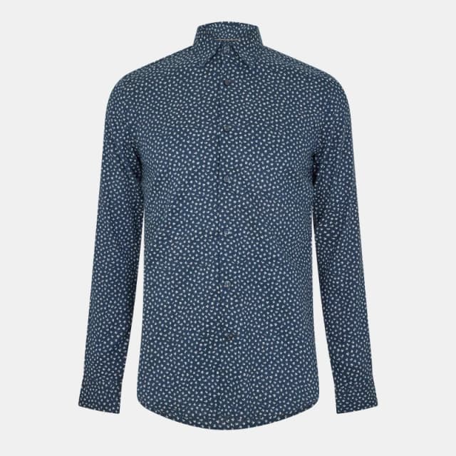 Boss Mens Roger F Plain Long-Sleeve Shirt Dark Blue male S