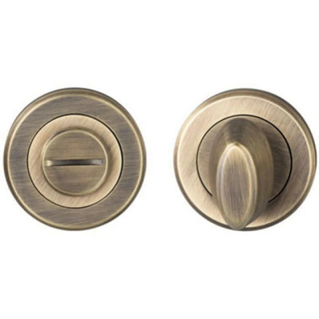 Loops Thumbturn Lock and Release Handle Beveled Edge Concealed Fix Antique Brass Metallics unisex