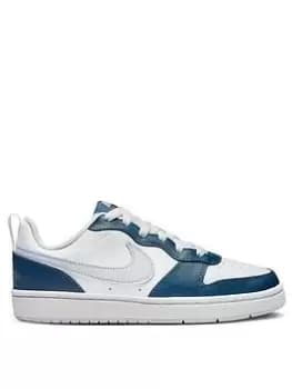 Nike Court Borough Low Junior Unisex Trainers, White/Blue, Size 4