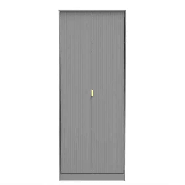 Welcome Furniture Ready Assembled Linear 2 Door Wardrobe In Dusk Grey