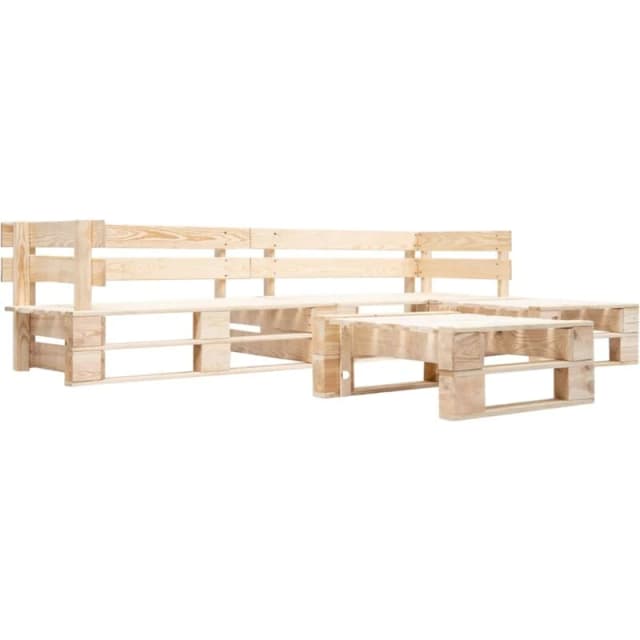 VIDAXL 4 Piece Garden Pallet Lounge Set Natural Wood Vidaxl 8719883709956