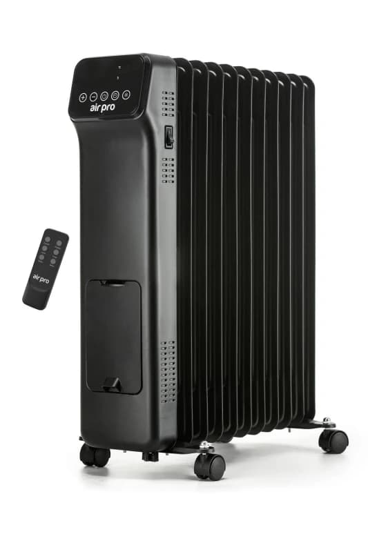 Air Pro Oil-Filled Electric Radiator 2500W with Thermostat, 9 Hour Timer in Black Unisex
