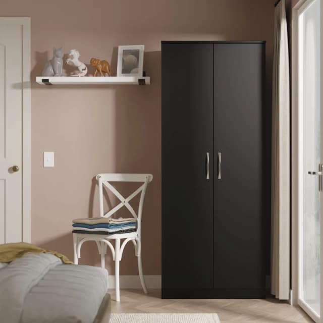 Ready Assembled 2 U Hampshire 2 Door Wardrobe (Ready Assembled) in Black Unisex