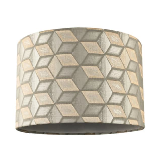 Happy Homewares Contemporary Jacquard Drum Lamp Shade With Gold And Silver Diamonds