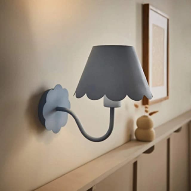 ValueLights ValueLights Hattie Rechargeable Metal Scalloped Edge Wall Light in Mid Blue Mid Blue One Size Unisex 5016529273028