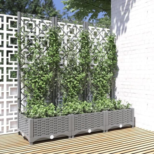 VIDAXL Vidaxl - Garden Planter with Trellis Light Grey 120x40x121.5cm pp 8720845671662