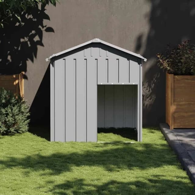 VIDAXL Dog House with Roof Light Grey 117x103x123cm Galvanised Steel Vidaxl 8720845903794