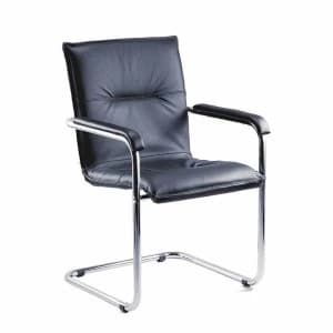 Teknik Office Envoy Stylish Leather Faced Boardroom Chair Pack of 2, Black