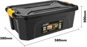 Heavy Duty Polypropylene Storage Box with Clip on Lid - 30 Litre