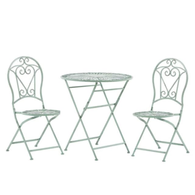 Beliani Bistro Set Folding Trento Metal Light Green