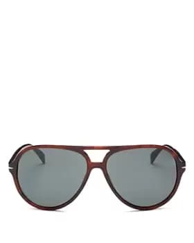 David Beckham Unisex Polarized Brow Bar Aviator Sunglasses, 60mm