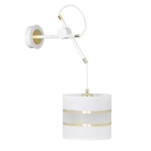 Korno White Wall Lamp with Black, Gold Fabric Shades, 1x E27