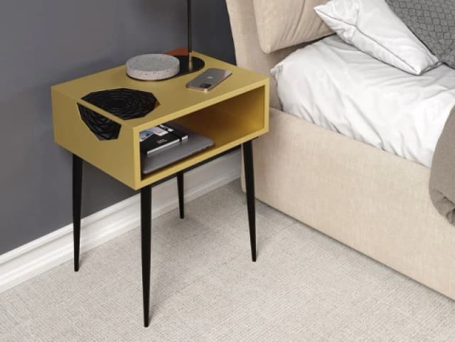Core Galaxy 1 Drawer Gold Metal Bedside Table