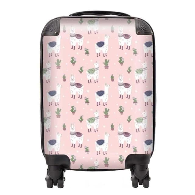 Warren Reed - Designer Happy Lama Suitcase in Pink Size: Large Pink Unisex Large