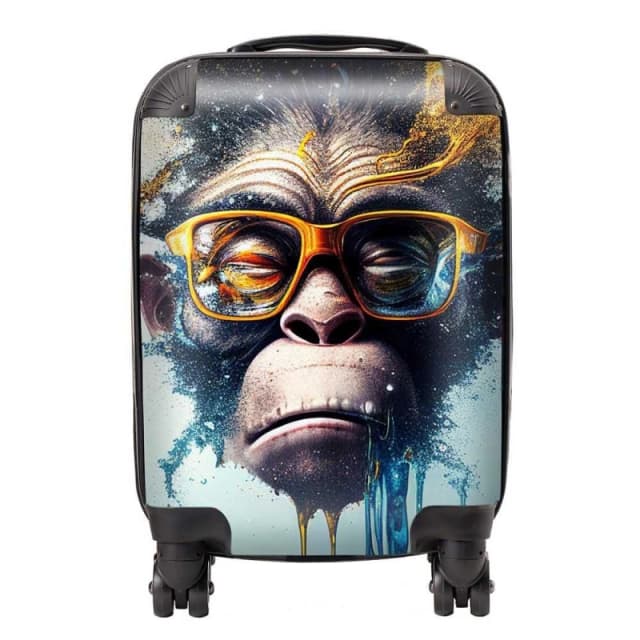 Warren Reed - Designer Monkey Splashart Suitcase in Blue Size: Small Blue Unisex Small