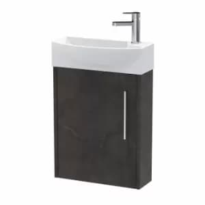 Hudson Reed Juno Compact LH Wall Hung Vanity Unit and Basin 440mm Wide - Metallic Slate