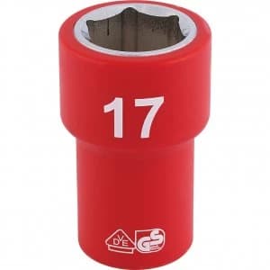 Draper 3/8" Drive VDE Fully Insulated Hexagon Socket Metric 3/8" 17mm