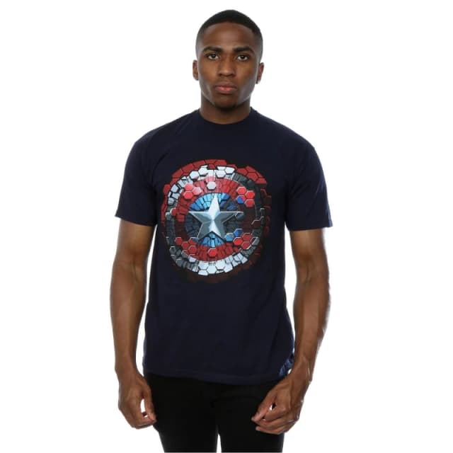 Marvel Marvel Men Captain America Civil War Hex Shield T-Shirt in Navy Size: Small Navy S Male 5057068018442