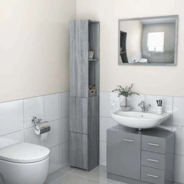 VIDAXL Vidaxl - Bathroom Cabinet Grey Sonoma 25x26.5x170cm Engineered Wood 8720286956380