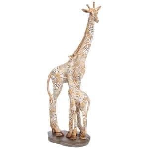 Carved Giraffe Mother & Baby Ornament