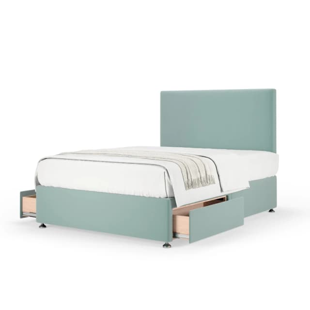 Bedmaster Bedmaster Plush Velvet 2 Drawer Divan Base And Plain Headboard in Duck Egg Blue Size: Super King Duck Egg Blue Super King Unisex 786787137