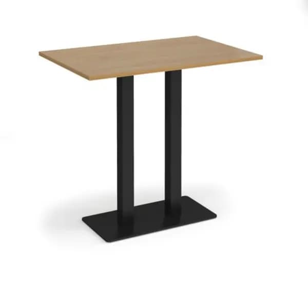 Eros Eros rectangular poseur table with flat Black rectangular base and twin uprights 1200mm x 800mm - oak EPR1200-K-O
