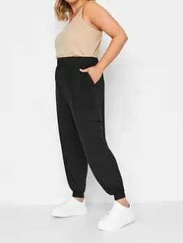 Yours Jersey Harem Cargo Trousers - Black, Size 16, Women