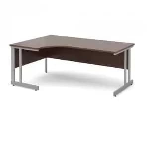 Momento left hand ergonomic desk 1800mm - silver cantilever frame and