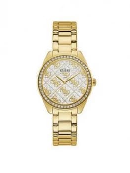Guess Guess Sugar Crystal Gold Glitz Logo Dial Bracelet Watch