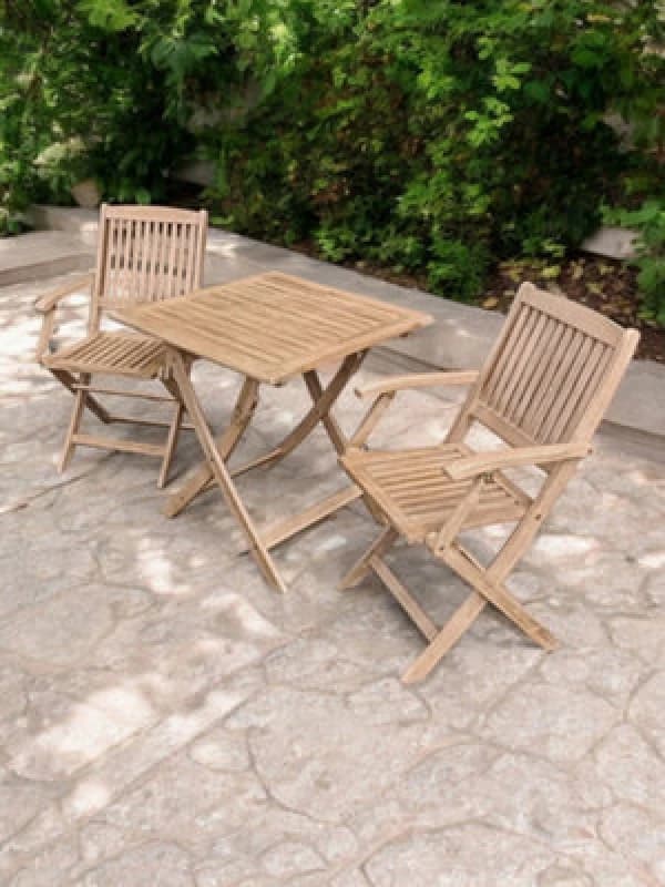 Royalcraft London 70Cm Square Folding Bistro Set With 2 London Folding Armchairs
