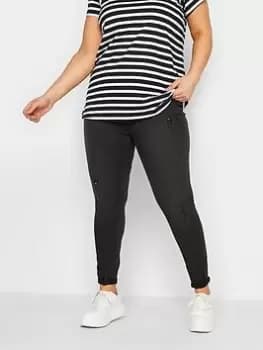 Yours Grace Turn Up Ripped Jegging - Black, Size 16, Women