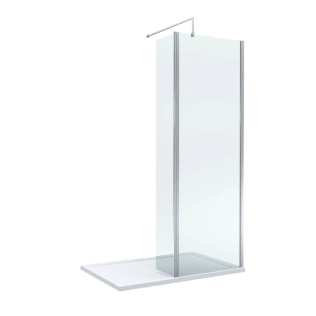 Balterley 8mm Glass Wetroom Screen and Return Chrome and Tray 1200 x 800mm Silver