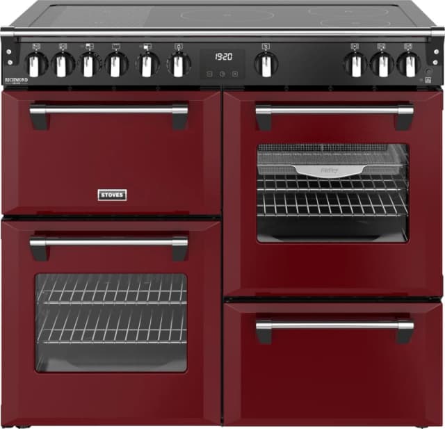 Stoves Richmond Deluxe 100Ei 100cm wide Electric Range Cooker with Induction Hob - Garnet Red - A Rated