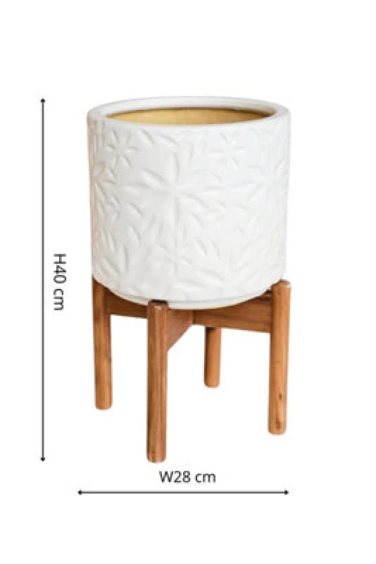 Ivyline Aspen Flower White Planter H40Cm D28Cm