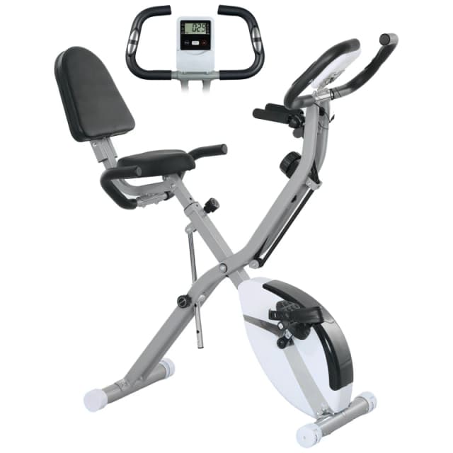 SPORTNOW Folding Exercise Bike with Arm Bands and Hand Pulse Sensor - White TJ Hughes 5063603905146