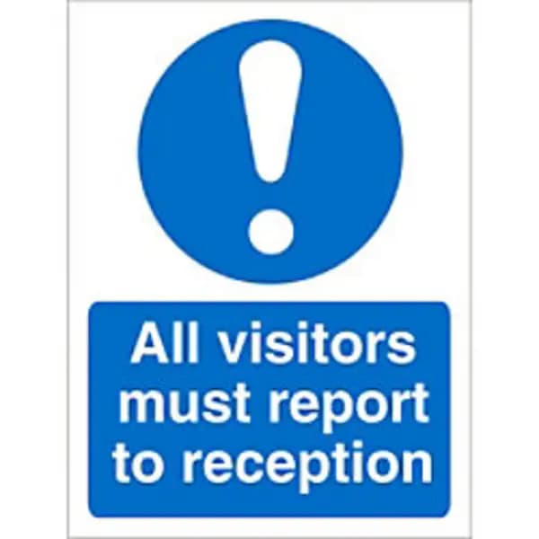 SECO by Stewart Superior Seco Mandatory Safety Sign All Visitors Must Report to Reception Self Adhesive Vinyl 150 x 200mm - M227SAV150X200 M227SAV150X
