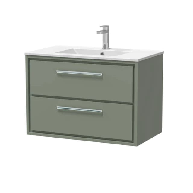Balterley Bathroom Wall Hung 2 Soft-Close Drawer Vanity Unit, Green, 800mm in Green Green Unisex