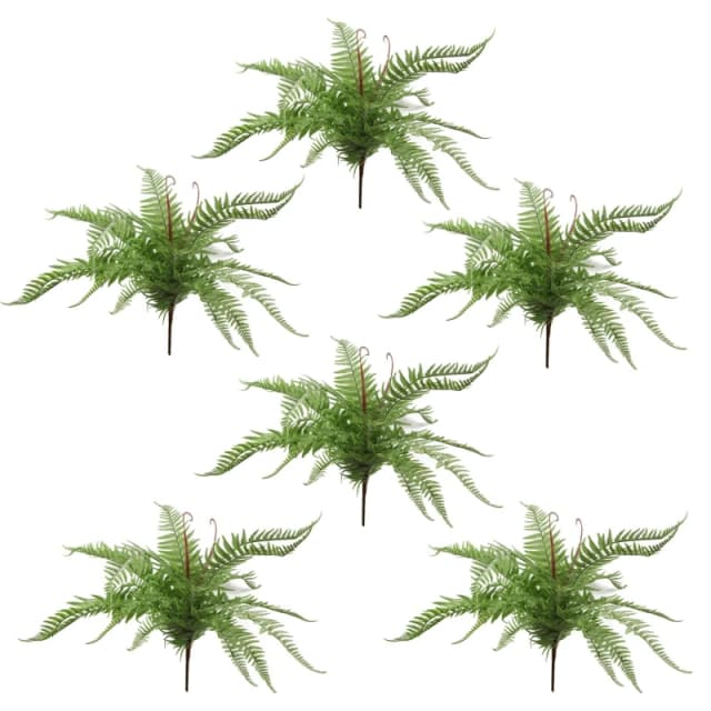 Leaf 6 x 60cm Artificial Bushy Dixie Wood Fern Light Green Plant