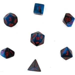 Chessex Gemini Poly 7 Dice Set: Black-Starlight/Red