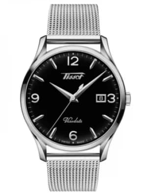Tissot Mens Heritage Visodate Black Dial Mesh Bracelet Watch...