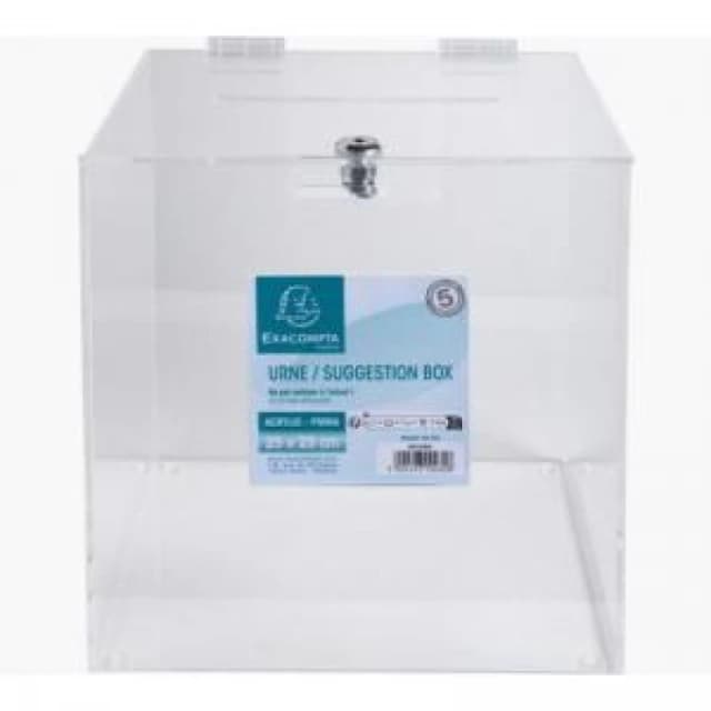 Exacompta Suggestion Box with Lockable Lid 25cm Transparent (Pack...